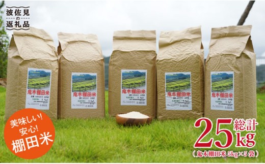 【令和5年度 新米】鬼木 棚田米 25kg (5kg×5袋) 米【原田製茶】 [GA09]