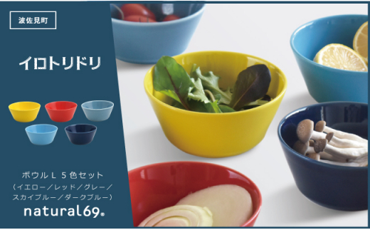 【波佐見焼】イロトリドリ ボウルL 5色セット 食器 皿 【natural69】 [QA119]